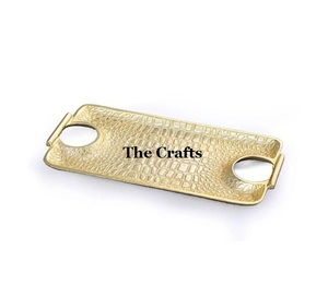 Plateau de service de dessert de qualité exclusive pour accessoires de cuisine, forme rectangulaire, plateau de service pour thé et café en couleur or - Product Image 5