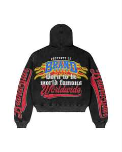 Relicstar calidad logotipo personalizado sudaderas Unisex estampado gráfico sudaderas con cremallera cremalleras algodón Rhinestone Streetwear Sudadera con capucha - Product Image 3