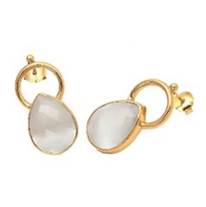 Pendientes en forma de pera de Plata de Ley 925, piedra lunar, novedad - Product Image 1