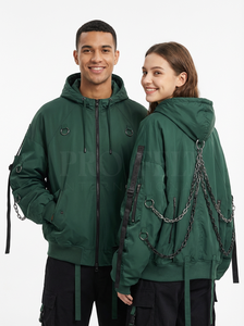 Veste bomber à capuche unisexe, vêtements de rue décontractés d'hiver, veste à fermeture éclair, poches personnalisées, mode moderne, sweats à capuche en nylon chauds - Product Image 6