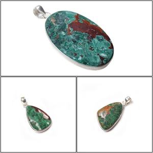 Chrysocolla Gemstone 925 Sterling Silver Collet Pendentif À La Main En Gros Pendentif Fantaisie Forme Pendentif PP-25 - Product Image 6