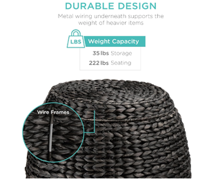 Cesta de almacenamiento hecha a mano Calidad Premium Tamaño mediano Color negro Baño Lavandería Uso multiusos - Product Image 2