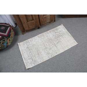 พรมตุรกี, พรมวินเทจขนาด 1.9x3.4 ฟุต, พรมขนสัตว์เปอร์เซียสีเทา - Product Image 2