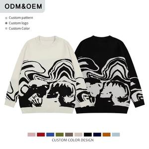 Pull en coton tricoté jacquard respirant pour l'automne motif personnalisé logo personnalisé OEM pull à col rond pour hommes - Product Image 5