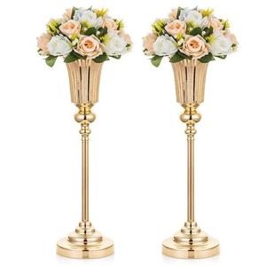 Florero de boda de estilo moderno de lujo Acabado en oro alto Logotipo personalizado Decoración de centro de mesa de boda al por mayor - Product Image 6