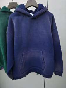 เสื้อฮู้ดดี้ทรงโอเวอร์ไซส์ ไหล่ตก สไตล์วินเทจ ล้างสีแบบแอซิดวอช  รับสกรีนโลโก้ ผ้าหนา คุณภาพสูง สไตล์สตรีทแวร์ย้อนยุค ผ้าฝ้ายฟอกสี - Product Image 2
