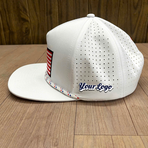 Gorras de béisbol impermeables con perforaciones cortadas a láser, visera plana, logotipo personalizado de PVC, goma o bordado, gorras deportivas, gorra de golf. - Product Image 2