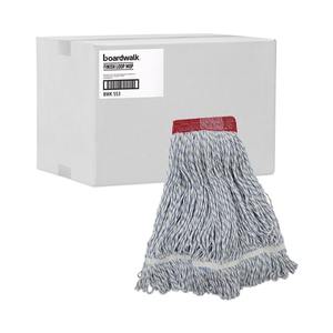 Têtes de balai serpillère Boardwalk 12/carton, larges, en rayonne/polyester, blanches/bleues, qualité supérieure pour sols - Product Image 2