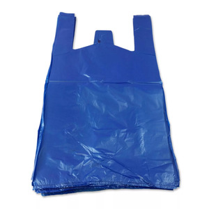 T-Shirt en Polyester biodégradable sacs de transport de gilet en plastique blanc bleu motif géométrique Shopping sac à emporter épaule manipulée - Product Image 5