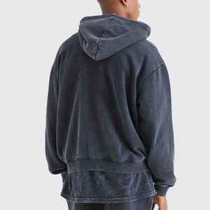 Hiver Chaud Taille Adulte Hommes Zipper Acid Wash Hoodies Meilleure Qualité Private Label Washed Zipper Hoodie Pour Hommes - Product Image 2