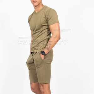 2025 été hommes ensembles décontractés couleur unie à manches courtes t-shirt cordon Shorts vêtements de rue entraînement hommes costumes - Product Image 1