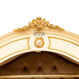 Armoire de style français luxueuse en crème avec des sculptures élégantes en feuille d'or et des motifs floraux peints à la main pour la décoration de chambre de palais - Product Image 4