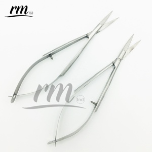 Micro ciseaux à ressort 4.5 "droit Castroviejo point de coupe broderie printemps Action extra pointu printemps ciseaux à cils - Product Image 1