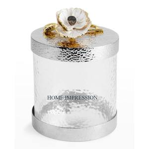 Premium Quality <b>Glass</b> Canisters Home Kitchen Table Top Storage Gold Polished Metal Lids Cover Eco-Friendly Handmade Customizable - Product Image 2