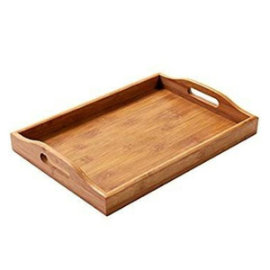 Decorative Rounded Coffee Tea Mango Wooden <b>Breakfast</b> Food <b>Tray</b> Acacia Wood Serving <b>Tray</b> with Handles - Product Image 3