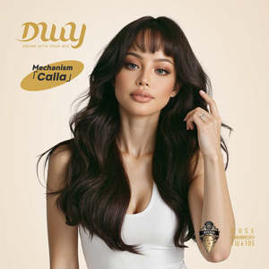 วิกผมสังเคราะห์แบบไม่ต้องใช้กาว Calla-DWY ขนาด 24 นิ้ว สีน้ำตาลเย็น สำหรับผู้หญิง ผมยาวลอนลึก ดูสมจริง - Product Image 1