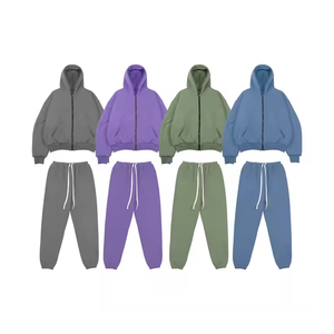 Survêtement unisexe pour hommes, design personnalisé, streetwear, sweat à capuche zippé, cordon de serrage, collection hiver épaisse, OEM, bon prix - Product Image 1