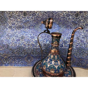 Pichet turc incrusté à la main avec assiette, décor de cuisine fait à la main, aiguière sculptée, décor unique en cuivre, pichet sculpté décoratif - Product Image 3