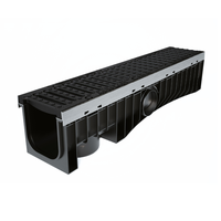 Canal de Drenaje Italiano EXEL 150 HDPE D400 con Rejilla de Hierro Dúctil de 18 mm, Certificado CE/EN1433, Diseño Moderno Negro para Construcción