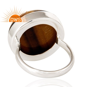 แหวนเงินแท้ดีไซน์อินเดียประดับพลอยตาเสือสีเหลืองธรรมชาติสำหรับผู้หญิง ของขวัญสำหรับเธอ - Product Image 3