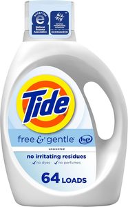 Tide Free & Gentle ผงซักฟอกเหลว64โหลด84ออนซ์ขวดไม่มีสีย้อมขายส่งสบู่ซักผ้า - Product Image 2
