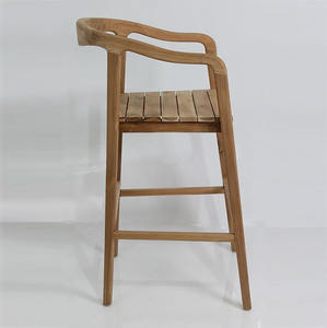 Taburete de Bar Moderno Minimalista de Madera de Teca Sólida, Acabado Natural, Ecológico, Resistente, Silla Alta para Bar en Casa, Comedor, Hotel - Product Image 3