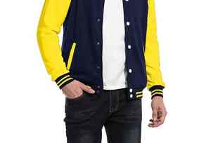 Veste universitaire en cuir personnalisée pour hommes avec écusson brodé style bombardier zippé ourlet côtelé Streetwear - Product Image 3