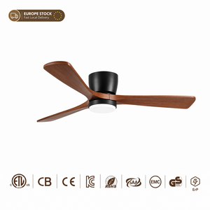 Ventilateur de plafond en bois massif avec lumière, télécommande, 42 pouces, profil bas, montage encastré, moteur DC, application, réversible, silencieux, stock Europe - Product Image 5
