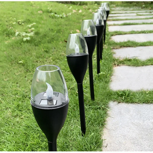 Nouveau style solaire extérieur jardin pelouse LED <span class=keywords><strong>bougie</strong></span> réverbère jardin insérer verre à vin paysage jardin mur lumières solaires - Product Image 1