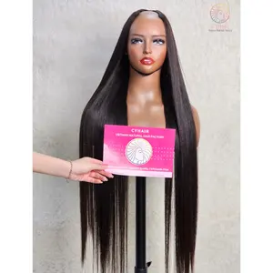 Perruques de cheveux raides d'os brut vietnamien de qualité supérieure 30 pouces 75 cm en stock perruque de partie en V cheveux humains