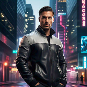 Personalizar PU chaqueta de cuero hombres calle estilo Vintage desgaste de moda blanco gris chaqueta de cuero abrigo de los hombres - Product Image 6