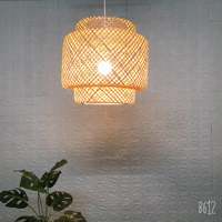 Lampe suspendue artisanale moderne en bambou et rotin, abat-jour tambour, lampe de chevet électrique classique tressée, décoration de salle à manger, LED