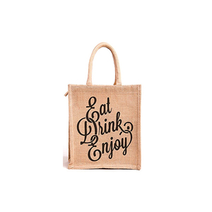 Bolsas de mano de arpillera y yute con diseño de letras ecológicas de alta calidad, bolsas de compras de moda a la venta - Product Image 3