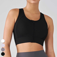 Sujetador deportivo halter con cremallera frontal de alta sujeción para mujer, con almohadillas extraíbles, transpirable, de elastano/poliéster, para yoga, gimnasio, fitness, personalizado
