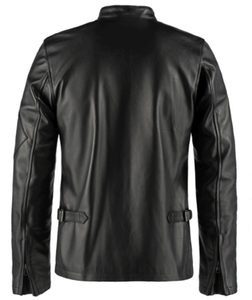 Chaqueta de motociclista de cuero de alta calidad para hombre, cuello levantado de talla grande con cremallera, abrigo ajustado para motocicleta para invierno - Product Image 4