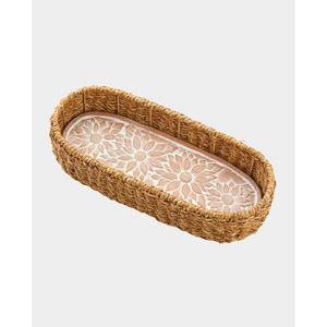 Bandeja de ratán de tamaño personalizado de alta calidad Bandeja de servicio tejida de forma personalizada de diseño fantástico al mejor precio de Indian Metal World - Product Image 1