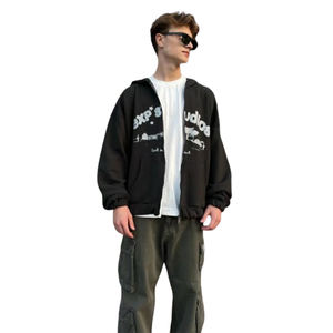 Sudadera con Capucha de Algodón Bordada Personalizada de Moda Urbana y Estilo Callejero al por Mayor con Etiqueta de Impresión Gráfica Propia, Unisex, con Bolsillo - Product Image 3