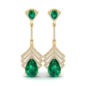 REYES Precio al por Mayor, Pendientes Colgantes de Plata de Ley 925 con Moissanita, Corte Pera, 10 Quilates, Joyería de Piedras Preciosas de Esmeralda para Mujer - Product Image 2