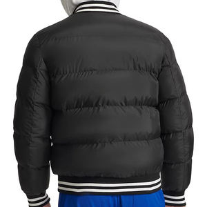 Veste matelassée à bulles pour homme avec logo personnalisé, noire, brillante, vintage, coupe-vent, écologique, rembourrée - Product Image 2