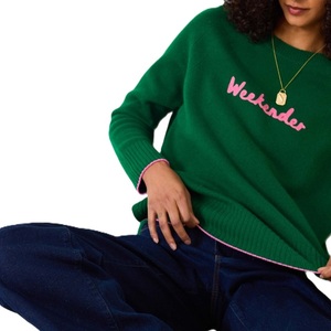 Pull en coton décontracté pour femme avec motif personnalisé OEM, lettres brodées, vêtements en tricot d'hiver - Product Image 4