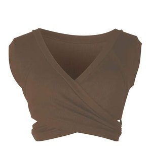 Top corto de verano ajustado para mujer, Camiseta básica de manga corta con estampado de logotipo personalizado al por mayor, camiseta de lona con estampado básico de manga corta - Product Image 5