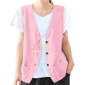 Chaleco sin Mangas de Algodón para Mujer, Cuello en V, Estilo Casual, con Botones, Transpirable, Lavado, Tejido a Crochet, Ligero para Verano - Product Image 6