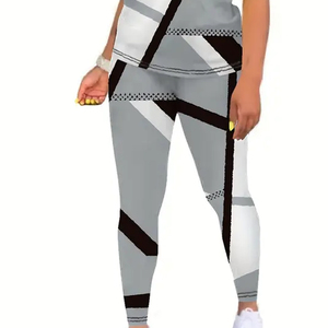 ชุดสองชิ้นลำลองของผู้หญิงใหม่พิมพ์ลายหลากสีฤดูใบไม้ผลิฤดูร้อน - Product Image 6