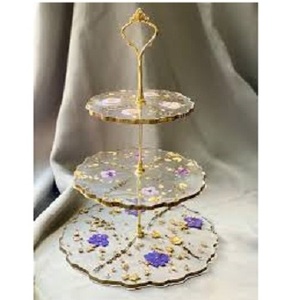 Soporte de pastel de resina y madera hecho a mano moderno de lujo para fiestas de cumpleaños precio al por mayor de herramientas de pastel de India - Product Image 2