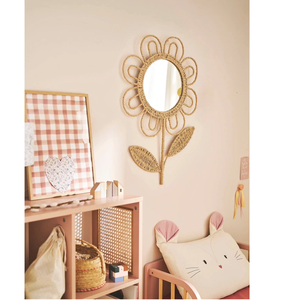 Decoración de guardería para el hogar, nuevo espejo de pared de flores de mano Natural, decoraciones tejidas para niños, dormitorio de algas marinas hecho en Vietnam - Product Image 3