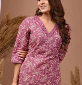 Elegante Kurta de algodón étnico para mujer Casual indio pakistaní túnica superior para uso diario festivo mercado global - Product Image 6