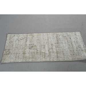 Tapis turc 1,8x4,3 pieds, tapis persan vintage gris en laine - Product Image 2