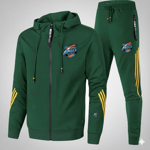 Ensemble de survêtement d'hiver pour homme, 100% coton, taille élastique, respirant, couleur unie - Product Image 1