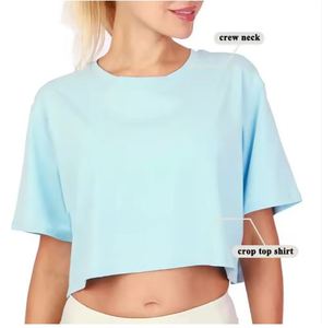 T-shirt élégant pour femmes Crop Top Casual Daily Wear Short Sleeve Logo personnalisé OEM - Product Image 2