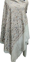 Châle en soie pure fait main, long, d'hiver, en jacquard dobby brodé, motifs personnalisés, personnalisation sur mesure, luxe pour femmes